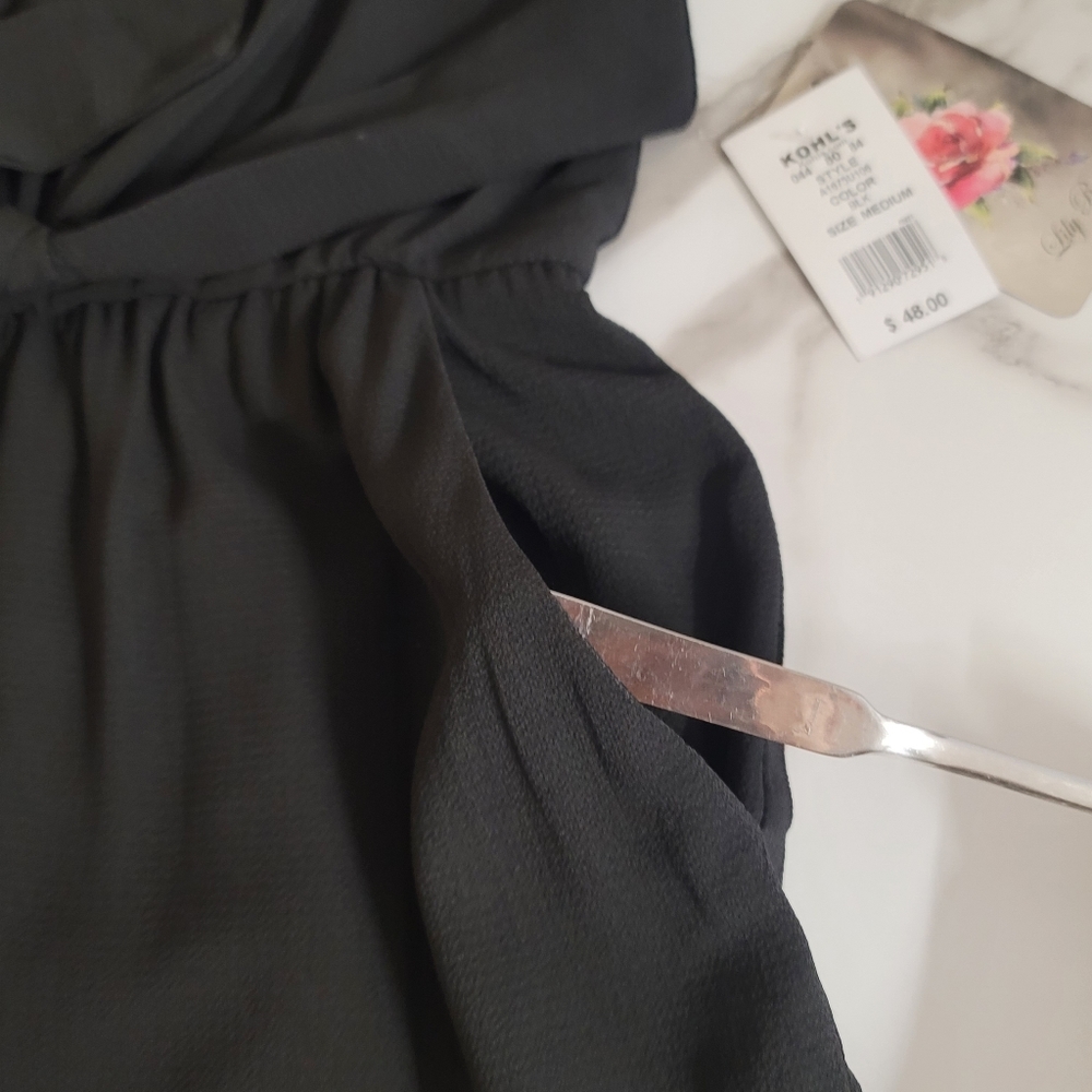 Lily Rose Black Romper V Neck & Back, Women's, Size M - Picture 10 of 11